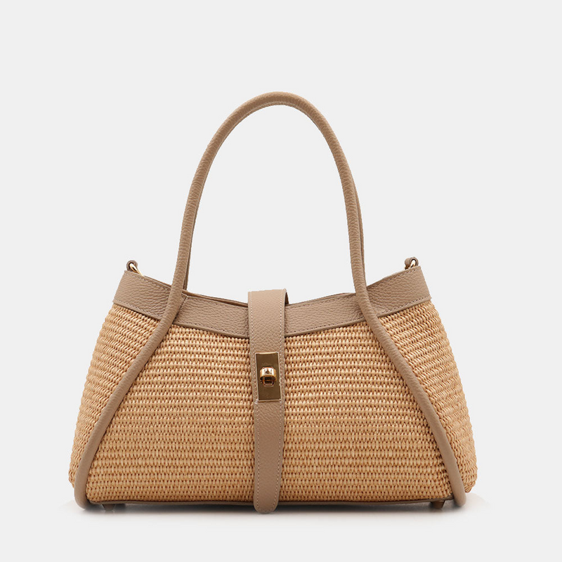 VELTRANO Lucca Raffia | Borsa a Mano in Rafia e Pelle Made in Italy