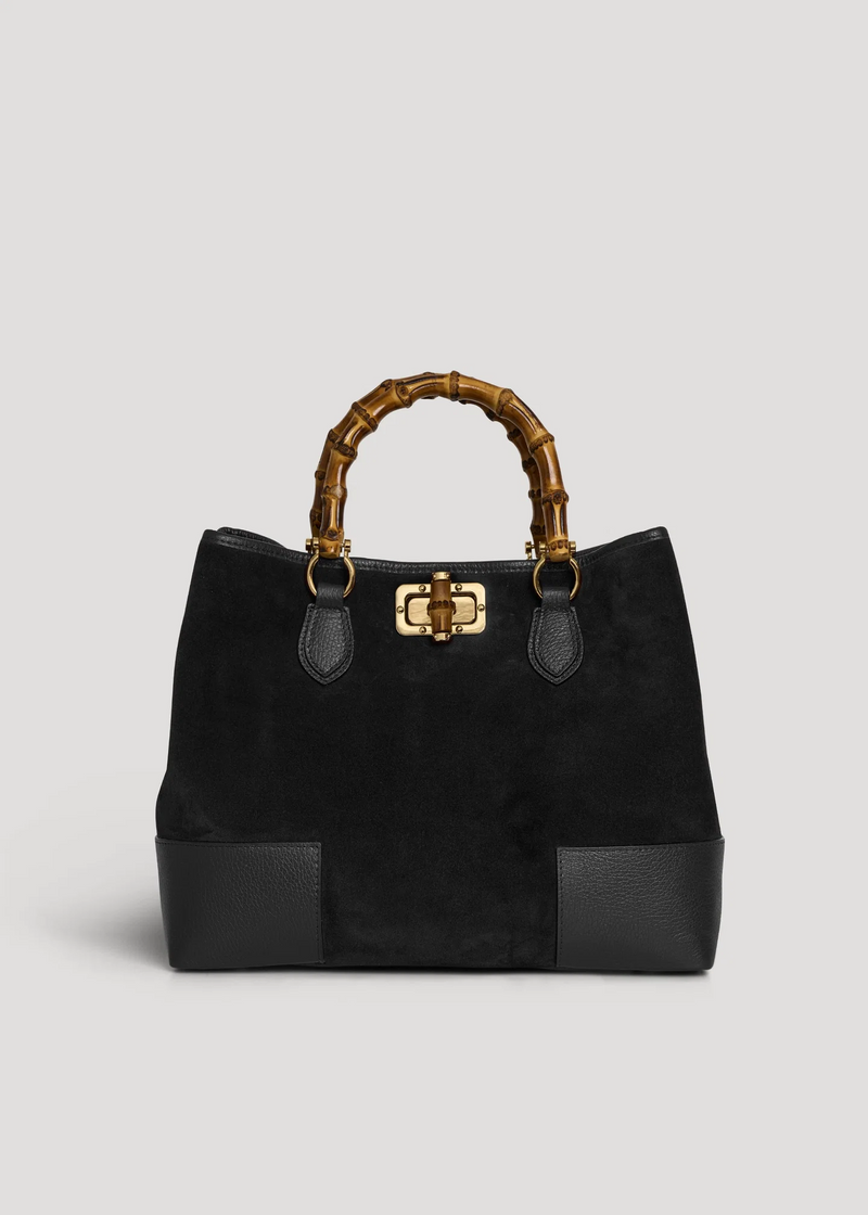 Black Suede Bamboo Bag