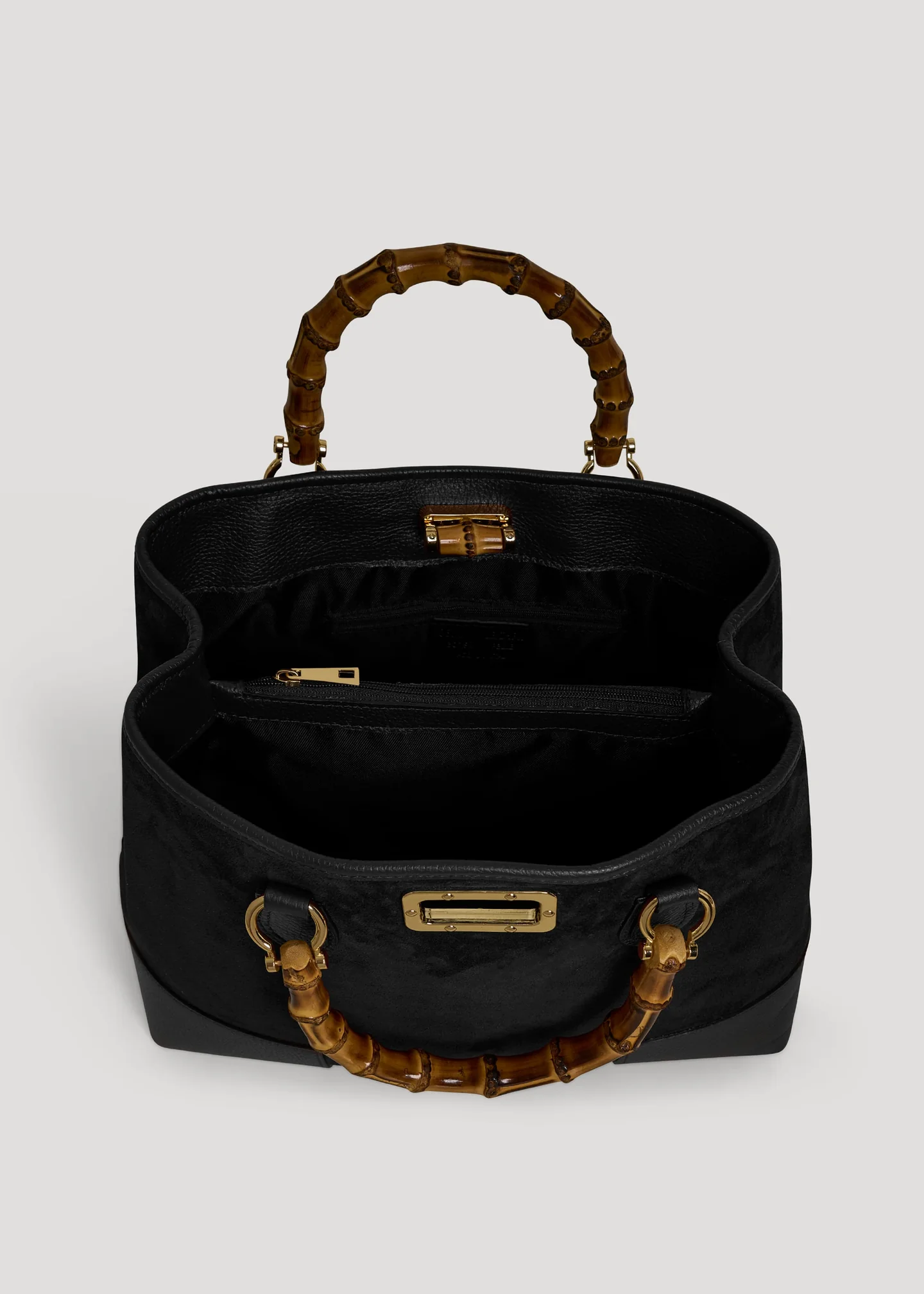 Black Suede Bamboo Bag