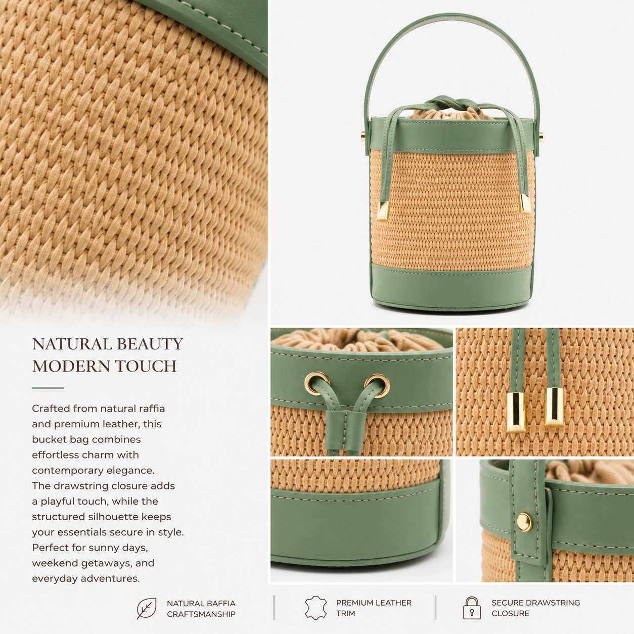 VELTRANO Pisa Raffia | Borsa Secchiello Made in Italy