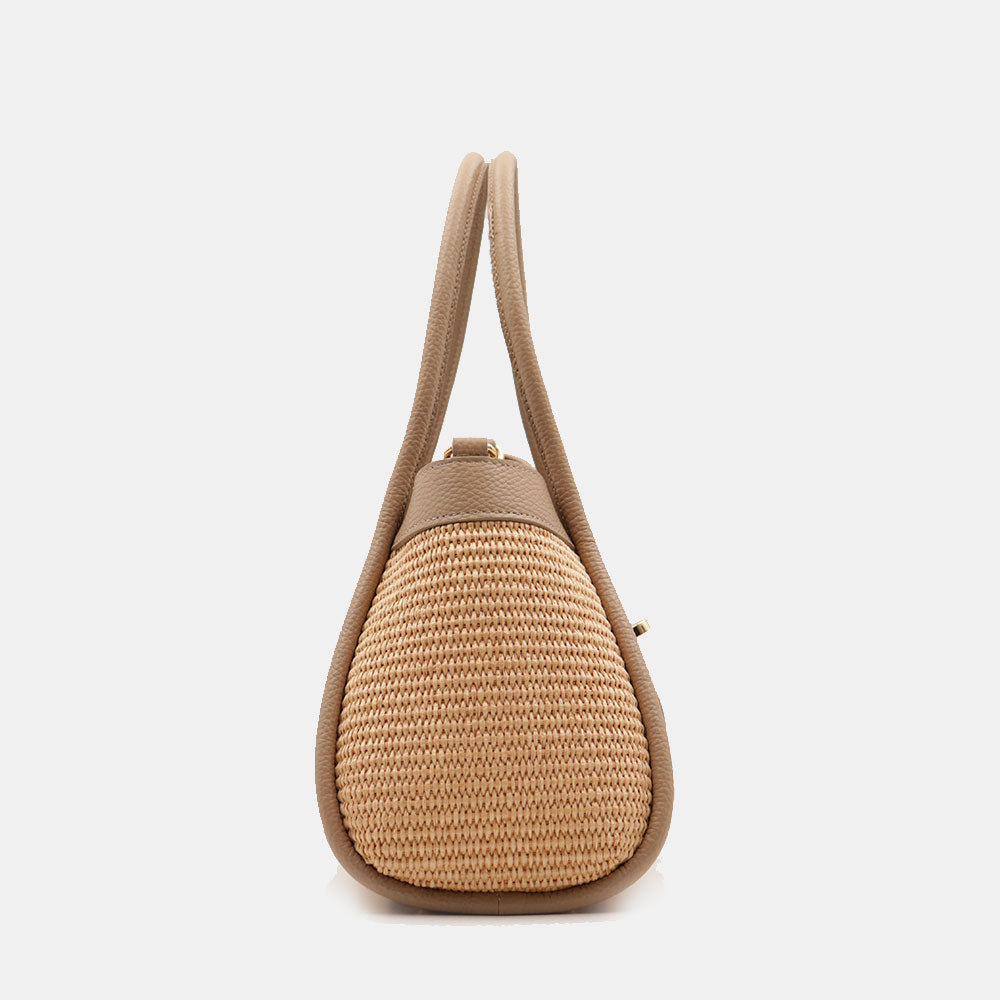 VELTRANO Lucca Raffia | Borsa a Mano in Rafia e Pelle Made in Italy