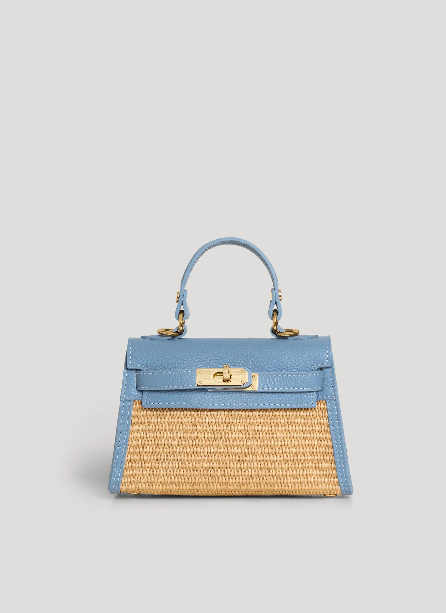 Bellagio Mini  in Raffia e Dollaro Celeste