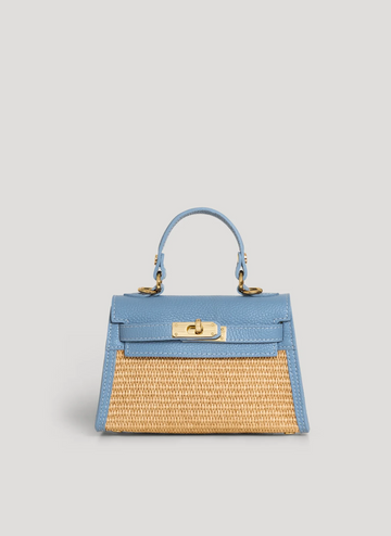 Bellagio Mini  in Raffia e Dollaro Celeste
