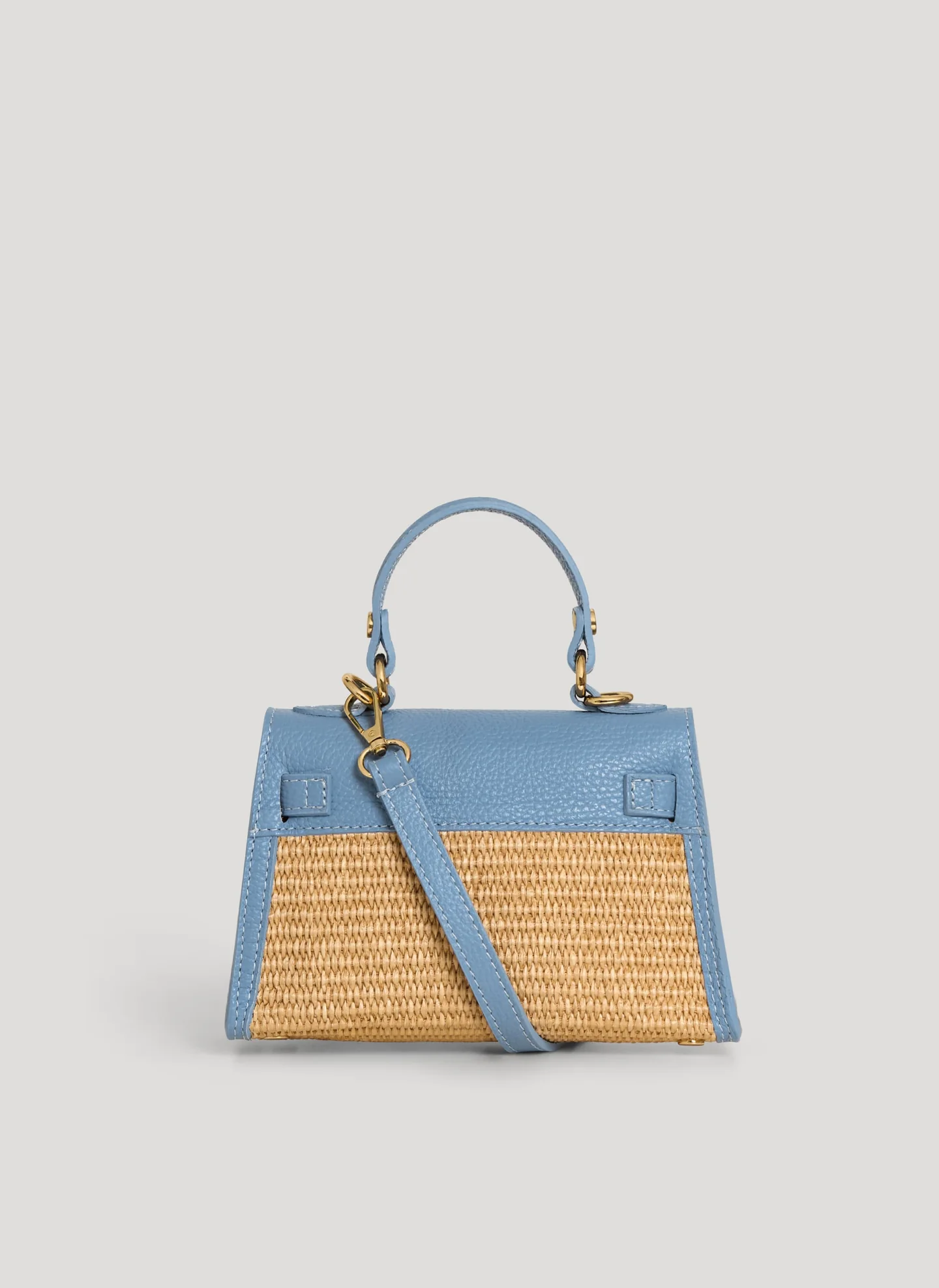 Bellagio Mini  in Raffia e Dollaro Celeste