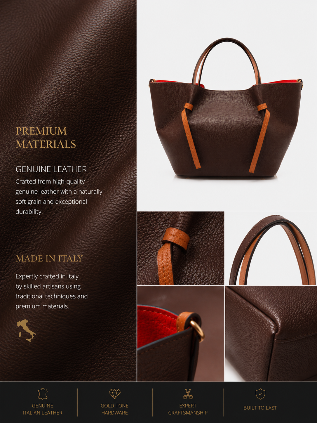 VELTRANO Matera Tote | Borsa Donna in Vera Pelle Made in Italy