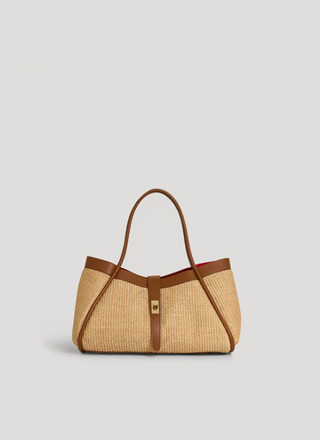 Siena Bag in Raffia e Dollaro Cuoio
