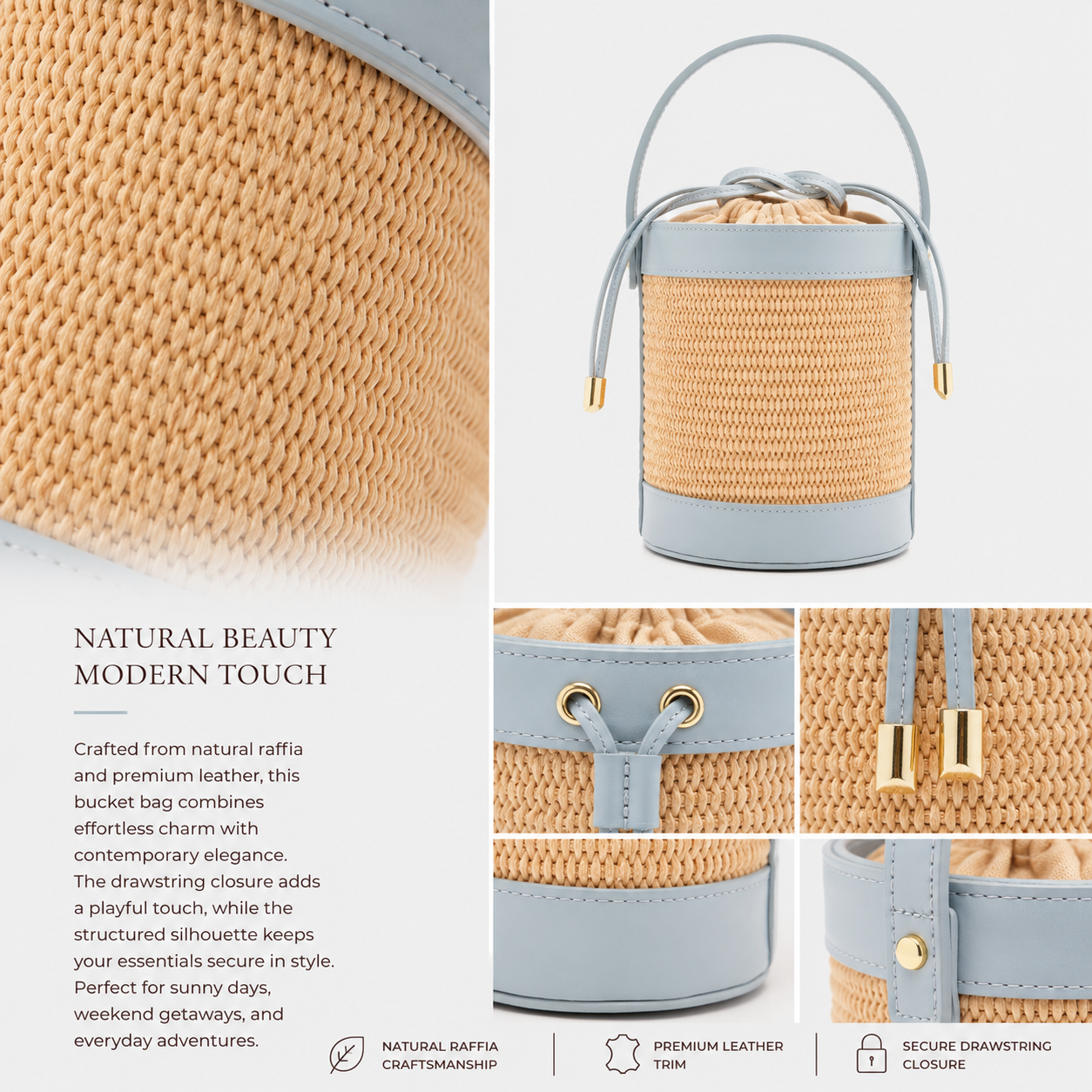 VELTRANO Pisa Raffia | Borsa Secchiello Made in Italy
