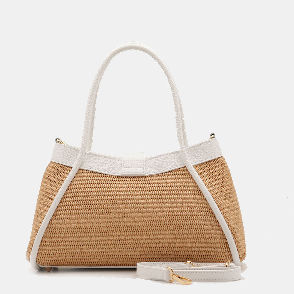 VELTRANO Lucca Raffia | Borsa a Mano in Rafia e Pelle Made in Italy