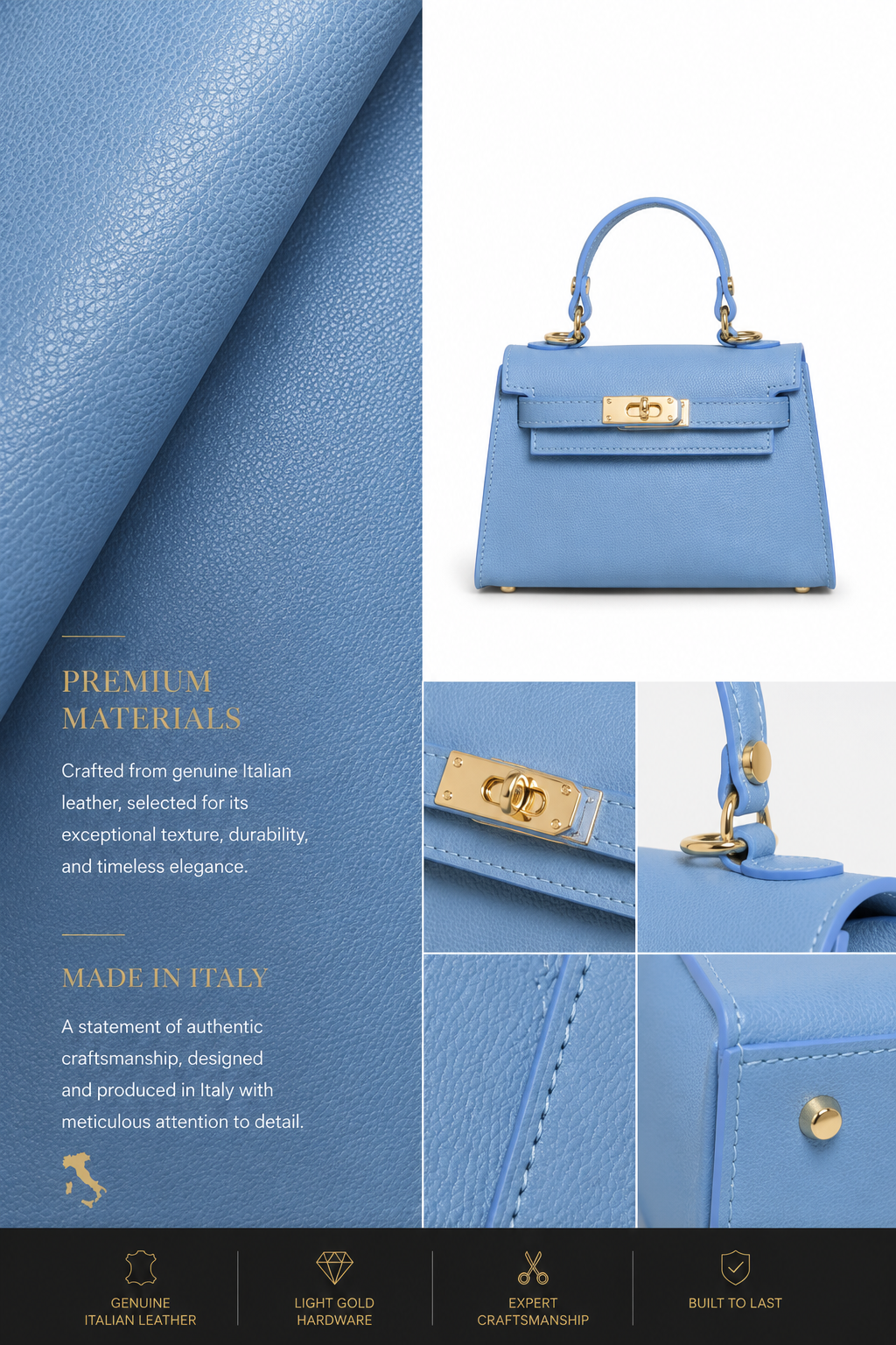 VELTRANO Bellagio | Mini Bag Donna in Pelle Epsom