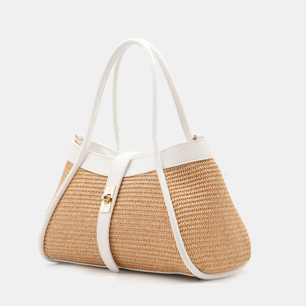 VELTRANO Lucca Raffia | Borsa a Mano in Rafia e Pelle Made in Italy