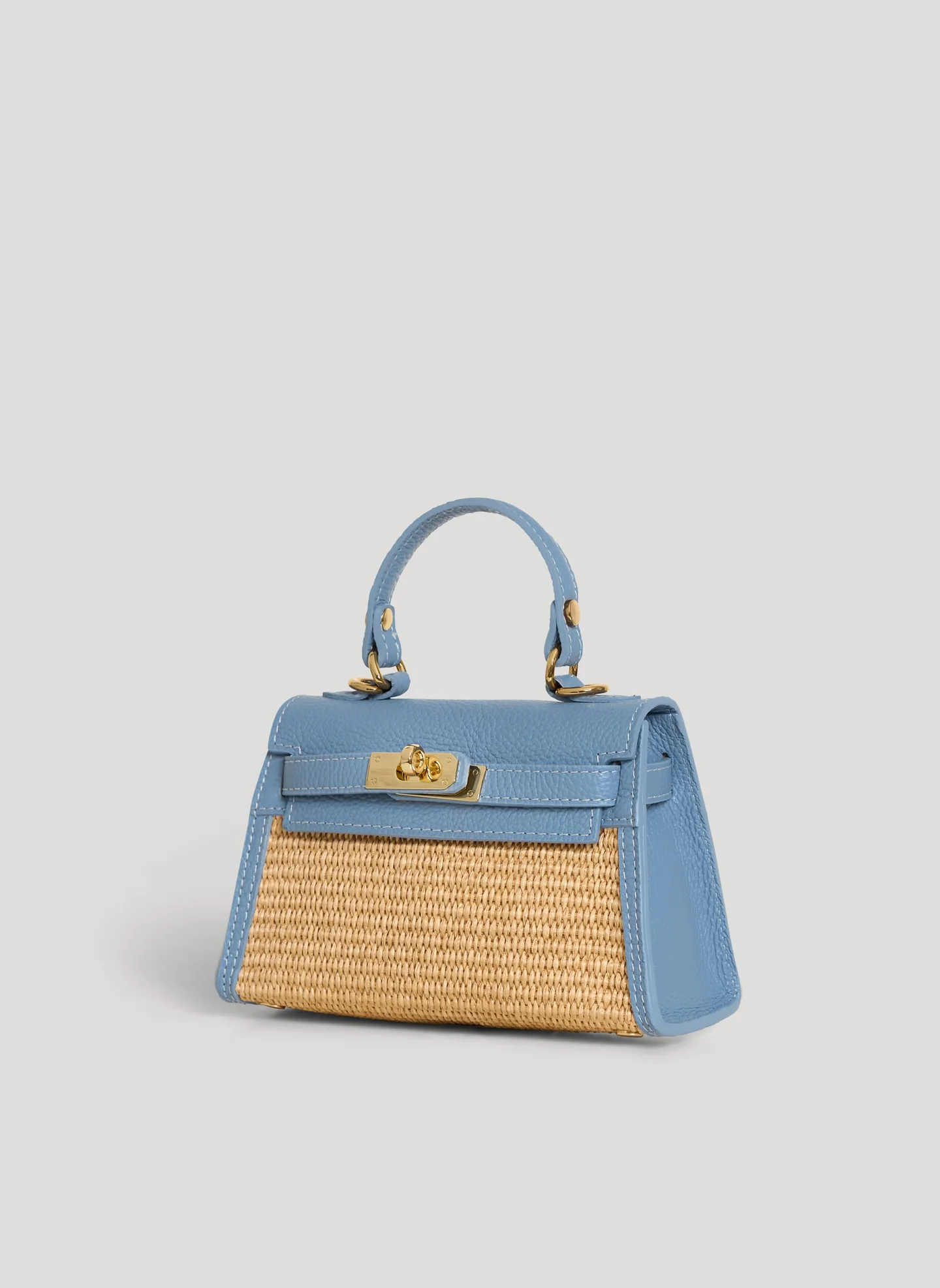 Bellagio Mini  in Raffia e Dollaro Celeste