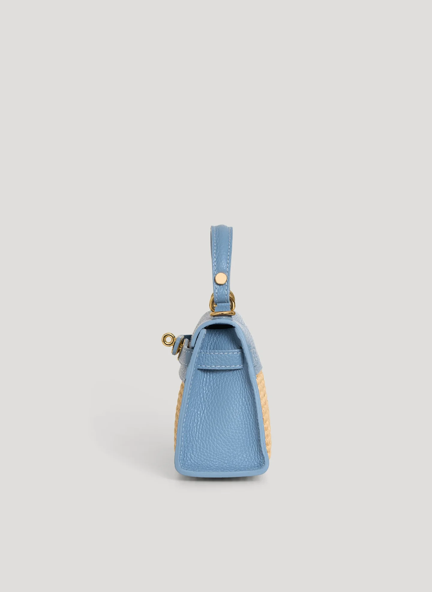 Bellagio Mini  in Raffia e Dollaro Celeste