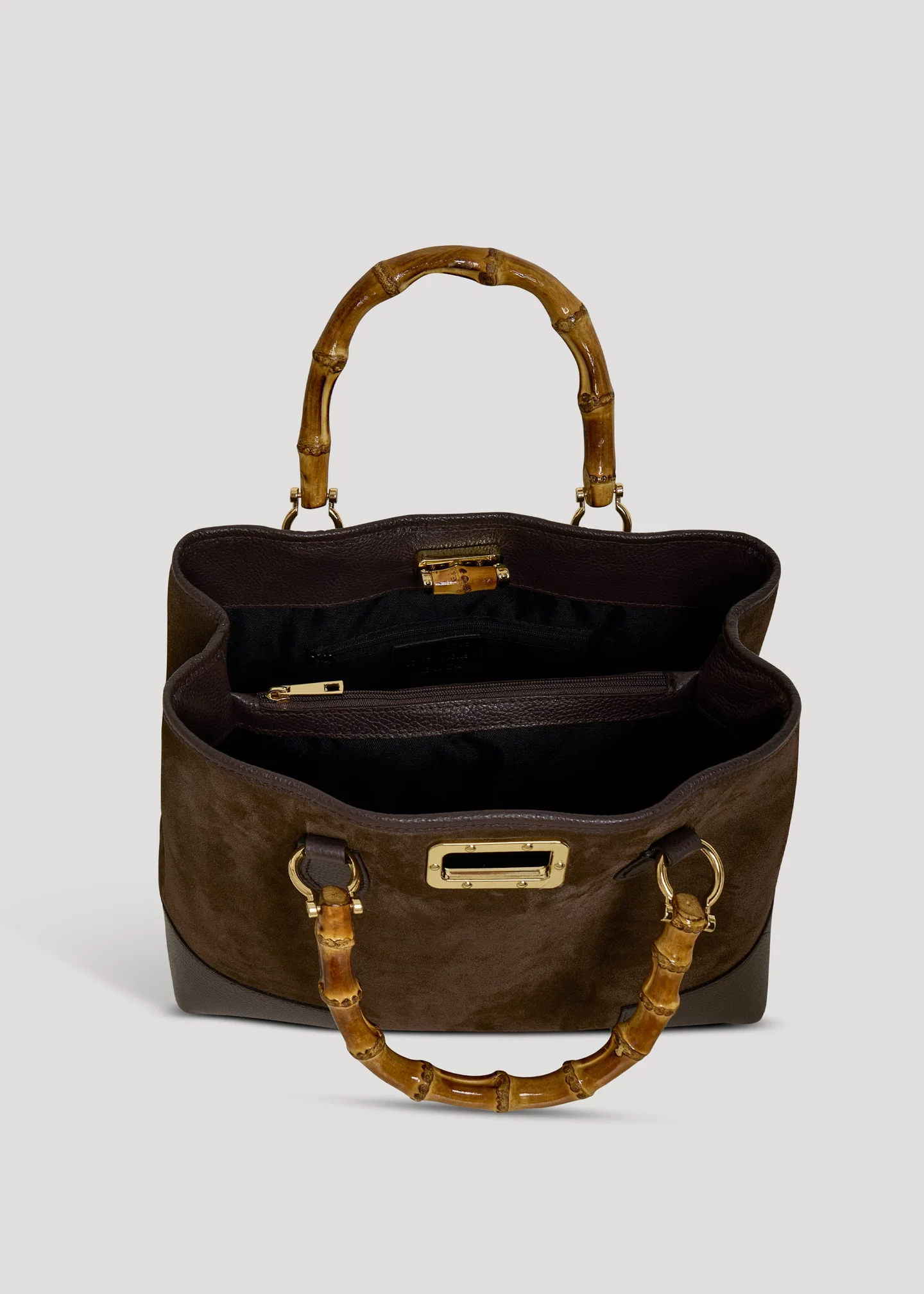 Bamboo Bag in Brown Suede Leather