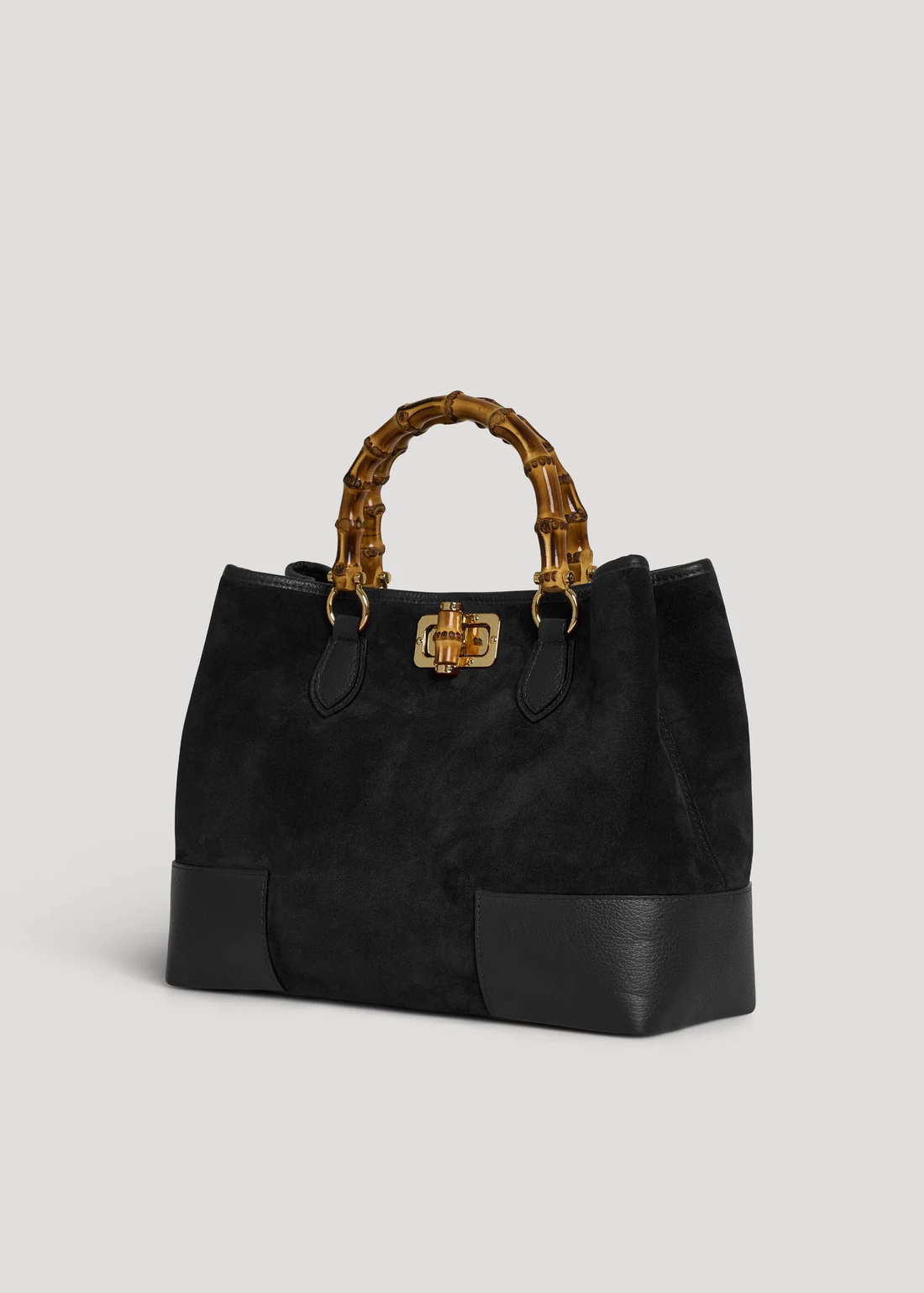 Black Suede Bamboo Bag