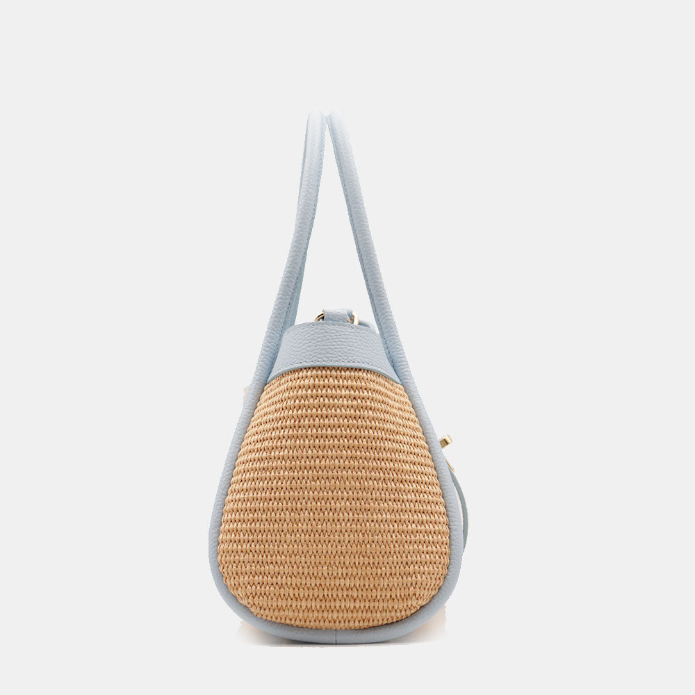 VELTRANO Lucca Raffia | Borsa a Mano in Rafia e Pelle Made in Italy