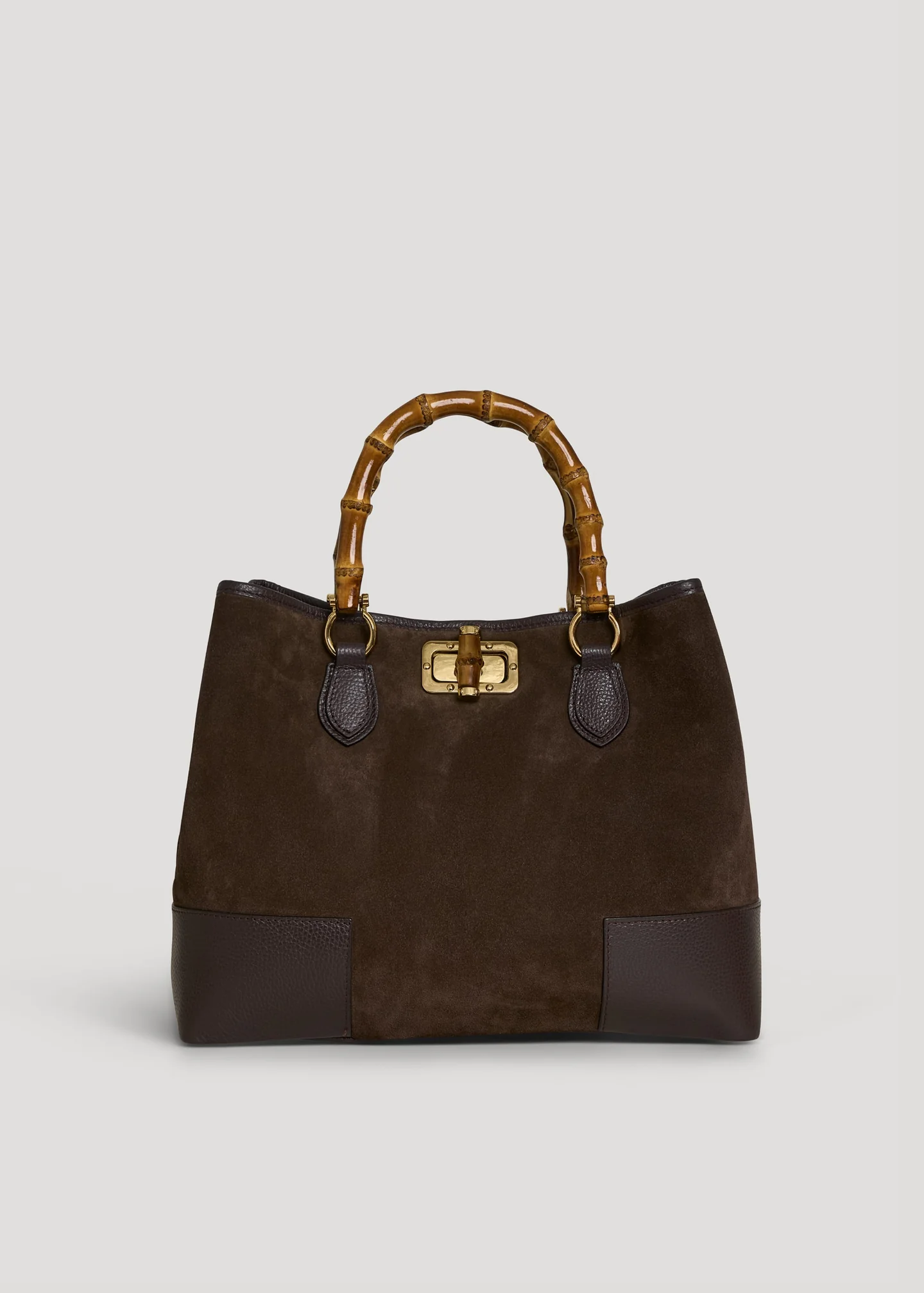 Bamboo Bag in Brown Suede Leather