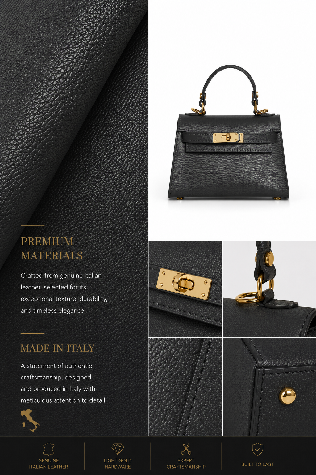 VELTRANO Bellagio | Mini Bag Donna in Pelle Epsom