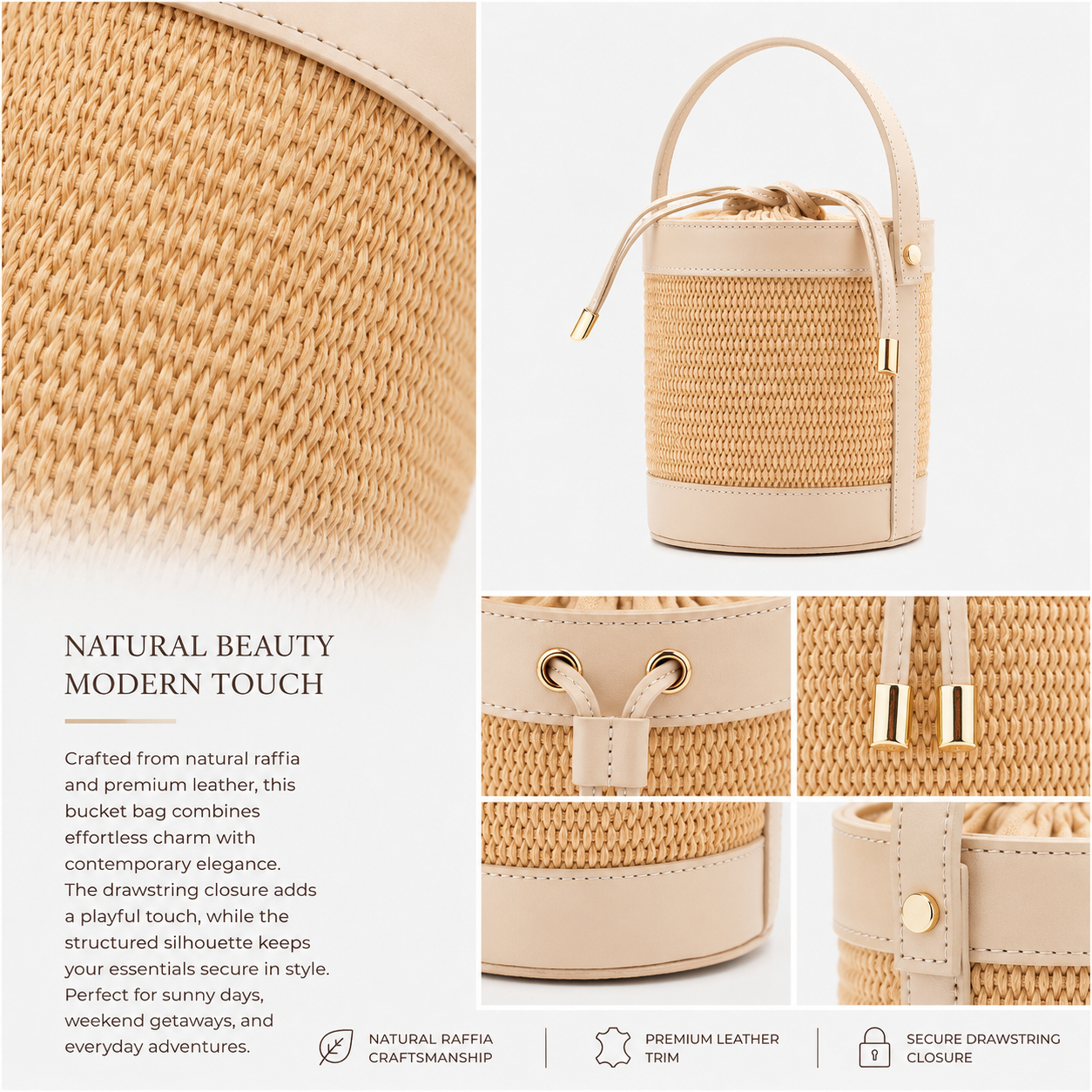 VELTRANO Pisa Raffia | Borsa Secchiello Made in Italy