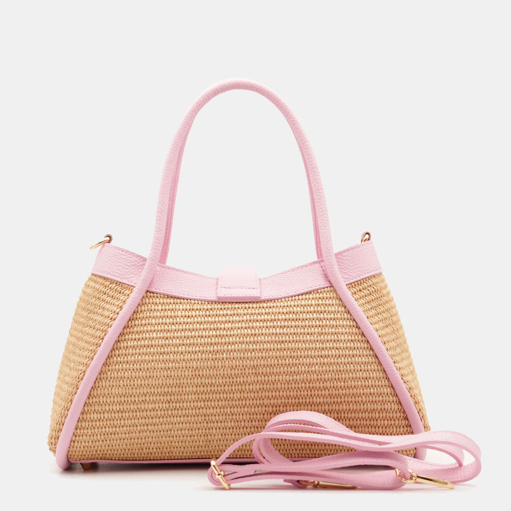 VELTRANO Lucca Raffia | Borsa a Mano in Rafia e Pelle Made in Italy