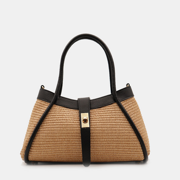 VELTRANO Lucca Raffia | Borsa a Mano in Rafia e Pelle Made in Italy