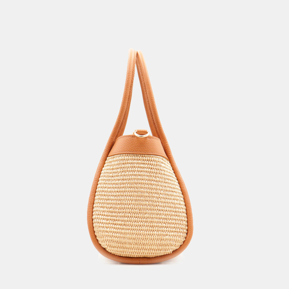 VELTRANO Lucca Raffia | Borsa a Mano in Rafia e Pelle Made in Italy