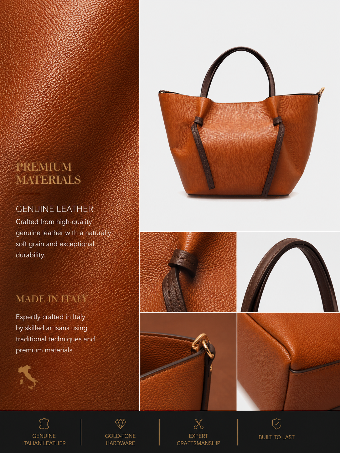 VELTRANO Matera Tote | Borsa Donna in Vera Pelle Made in Italy