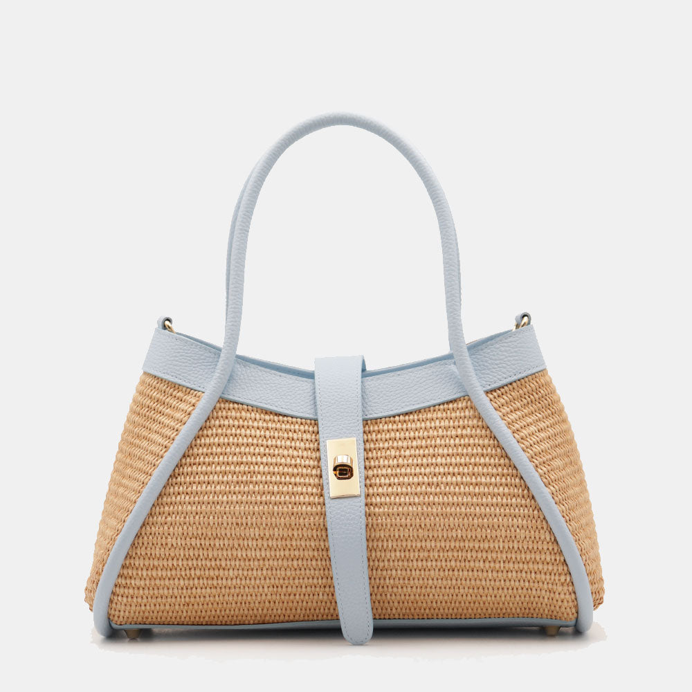 VELTRANO Lucca Raffia | Borsa a Mano in Rafia e Pelle Made in Italy
