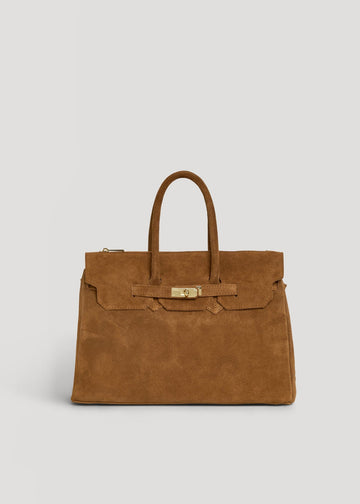 Montalcino bag in Cognac suede leather