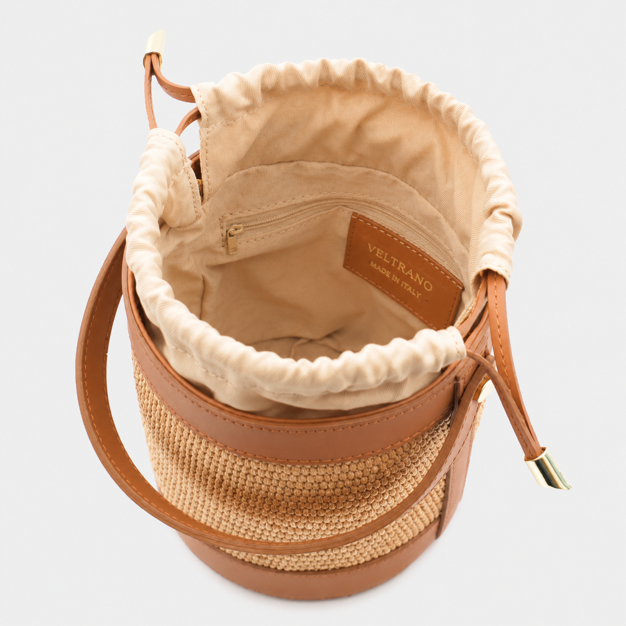 VELTRANO Pisa Raffia | Borsa Secchiello Made in Italy