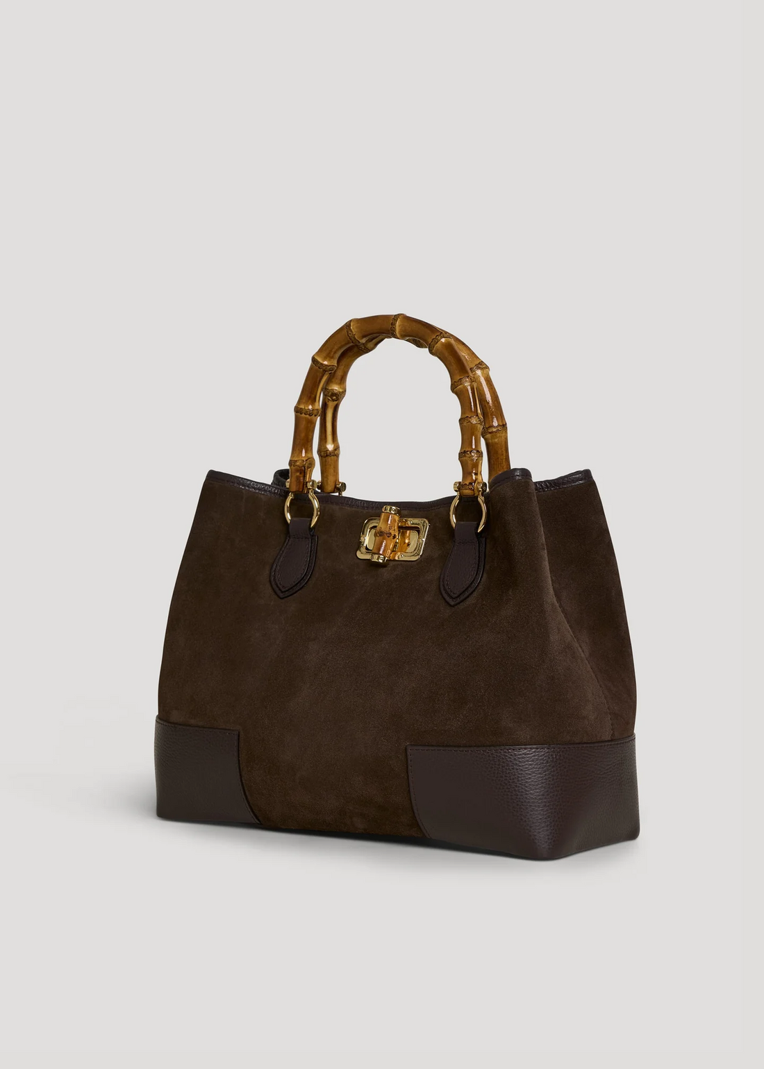 Bamboo Bag in Brown Suede Leather