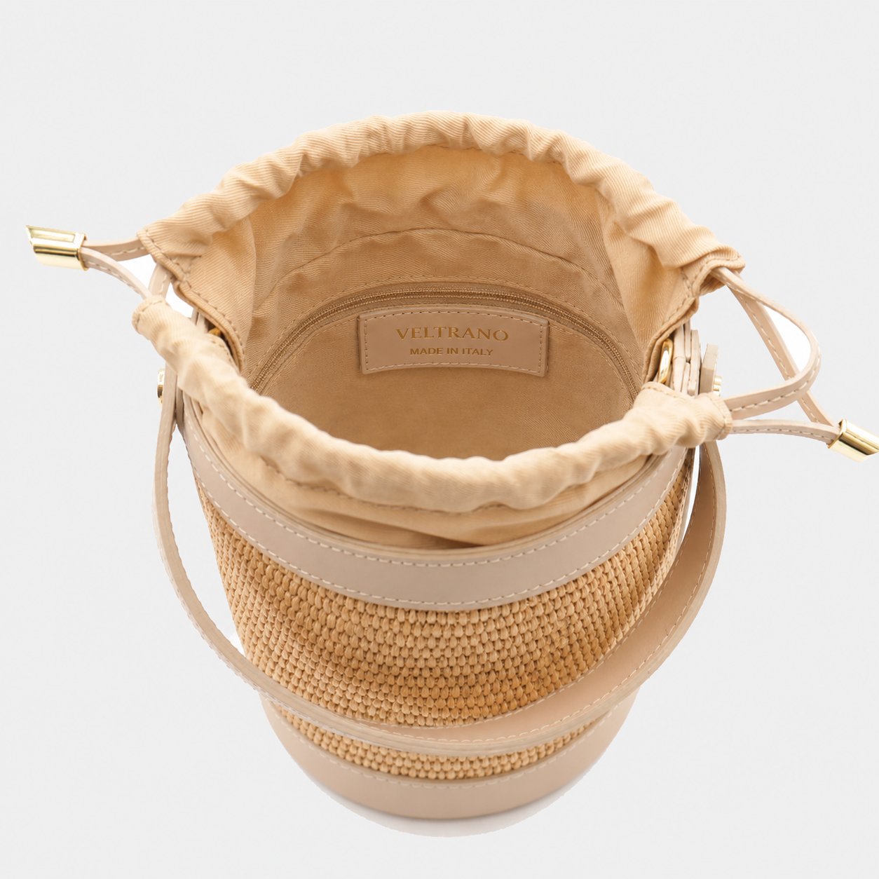 VELTRANO Pisa Raffia | Borsa Secchiello Made in Italy