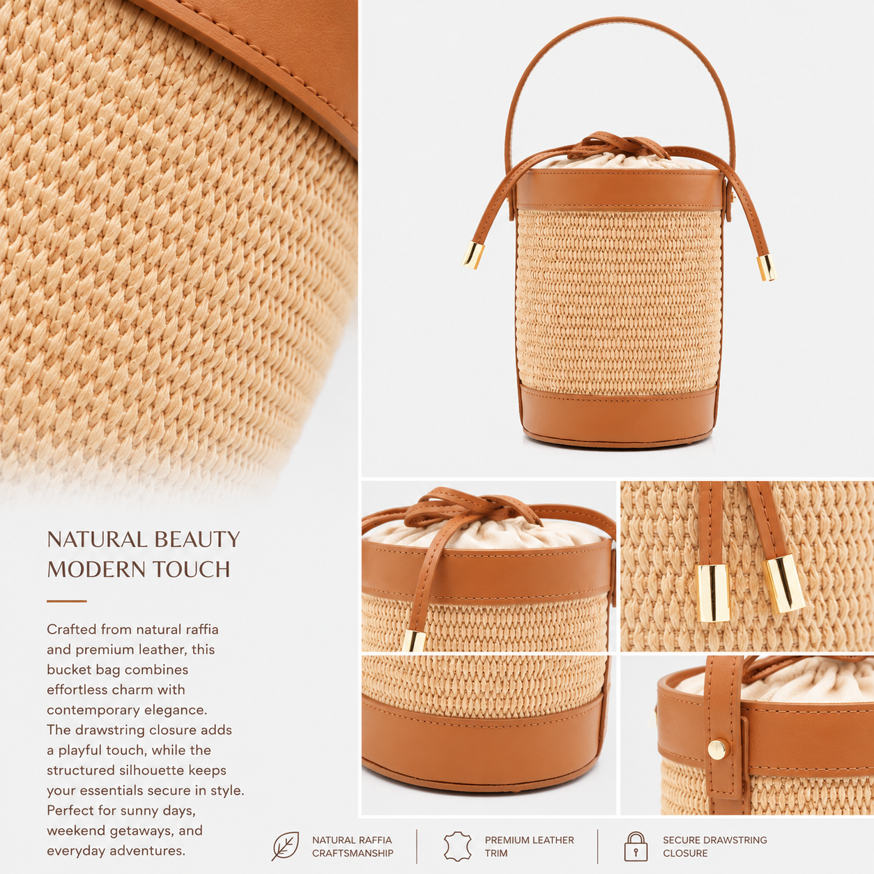 VELTRANO Pisa Raffia | Borsa Secchiello Made in Italy