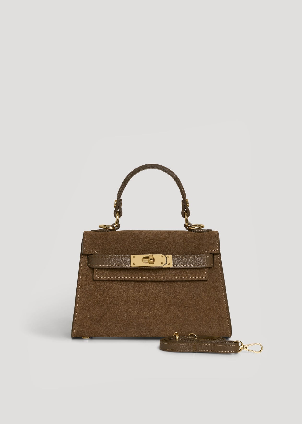Bellagio Mini Bag in Taupe Suede Leather