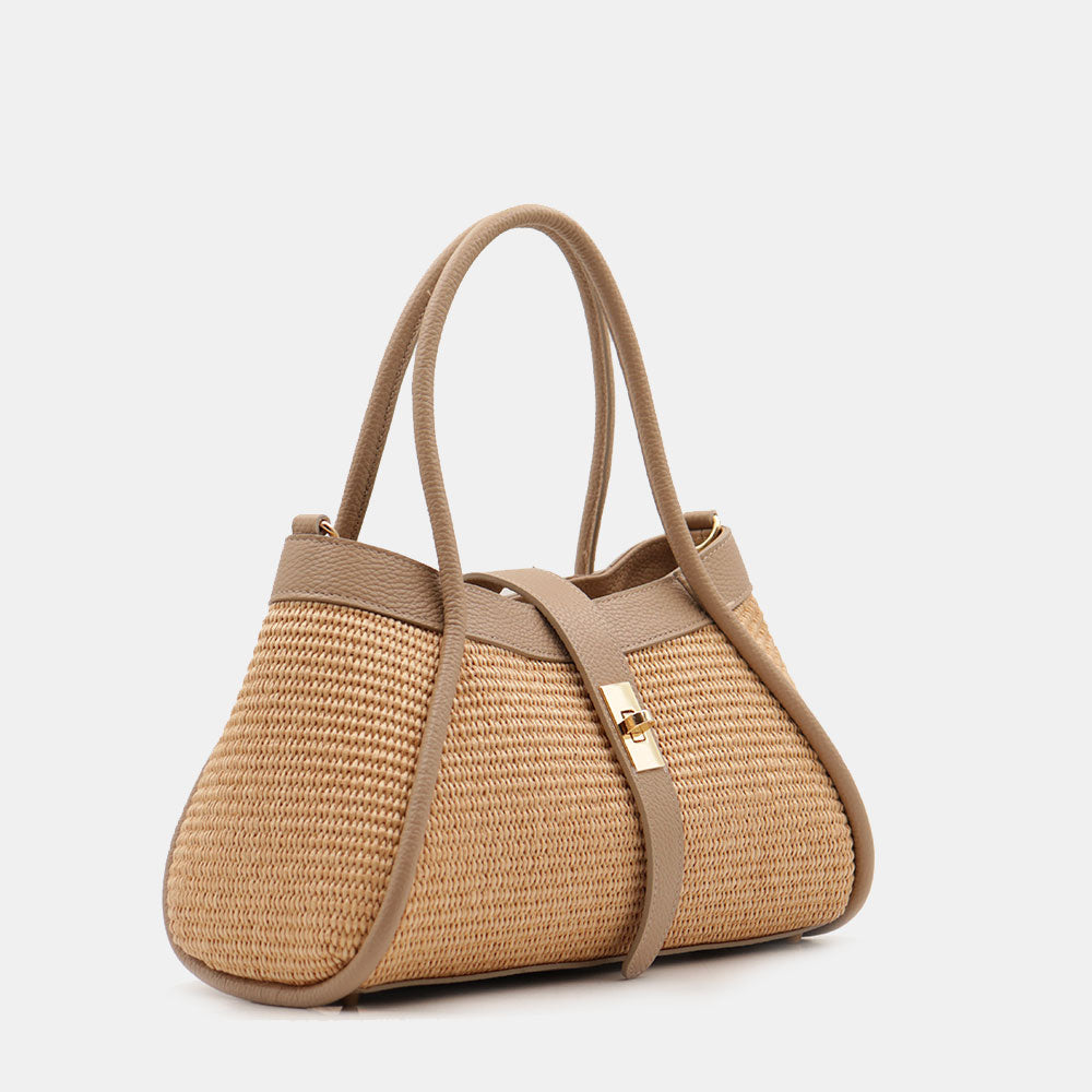 VELTRANO Lucca Raffia | Borsa a Mano in Rafia e Pelle Made in Italy