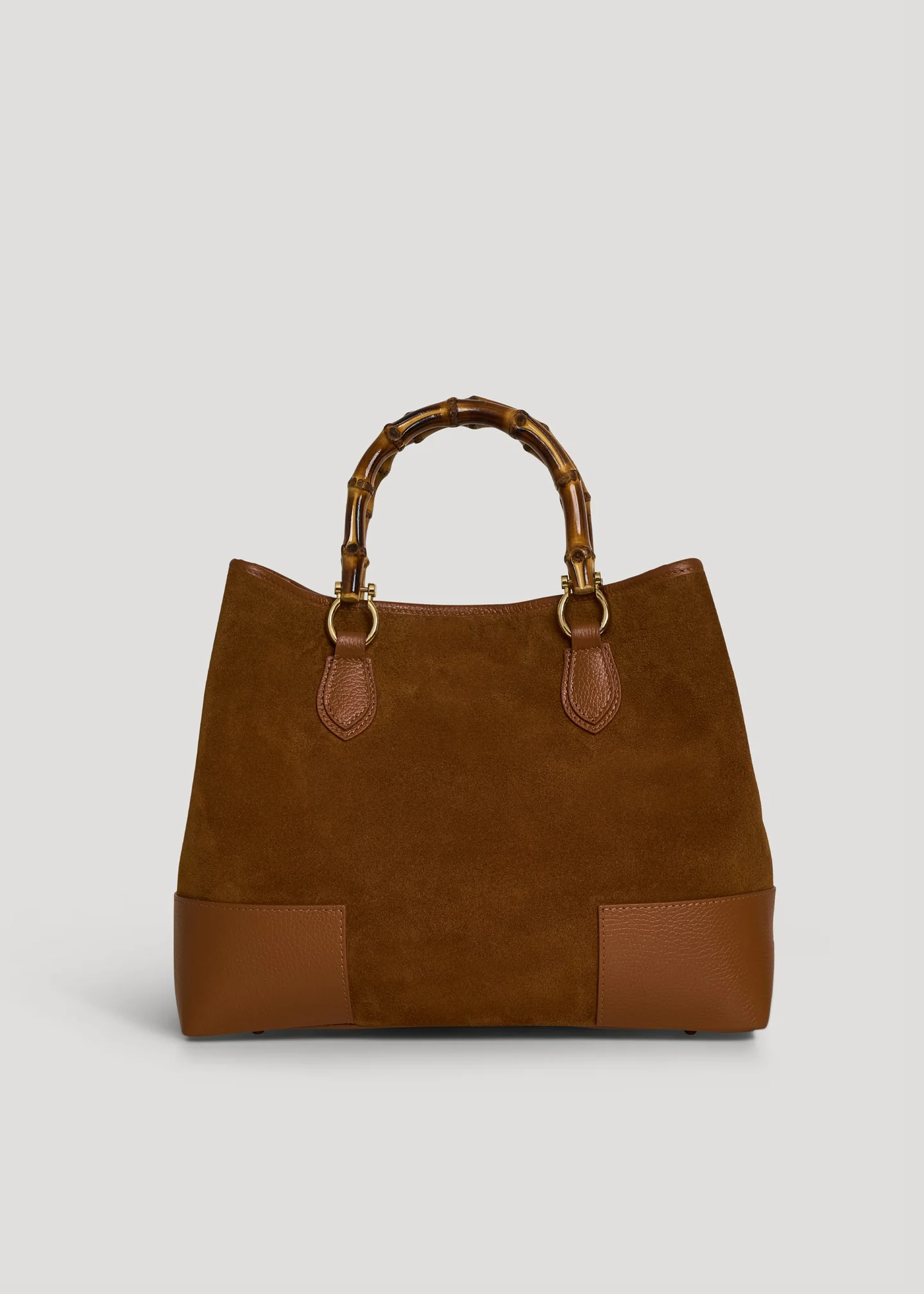 Cognac Suede Bamboo Bag