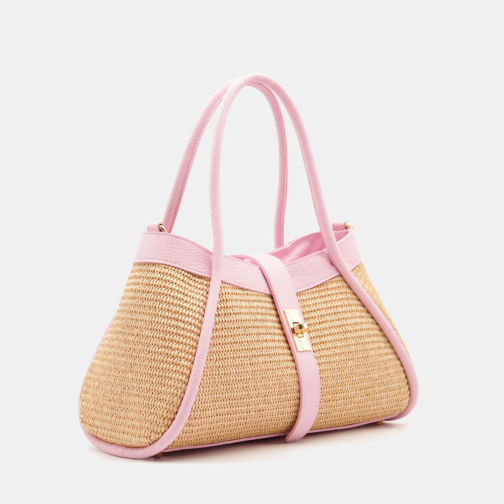 VELTRANO Lucca Raffia | Borsa a Mano in Rafia e Pelle Made in Italy