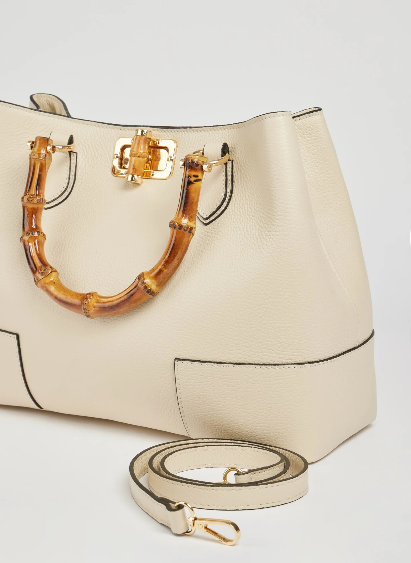 Bambù Bag in Dollaro Leather Beige