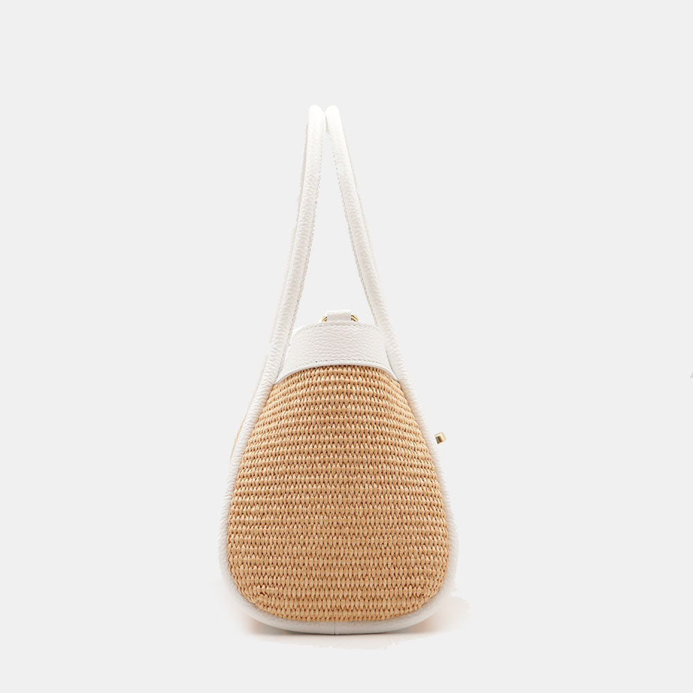 VELTRANO Lucca Raffia | Borsa a Mano in Rafia e Pelle Made in Italy