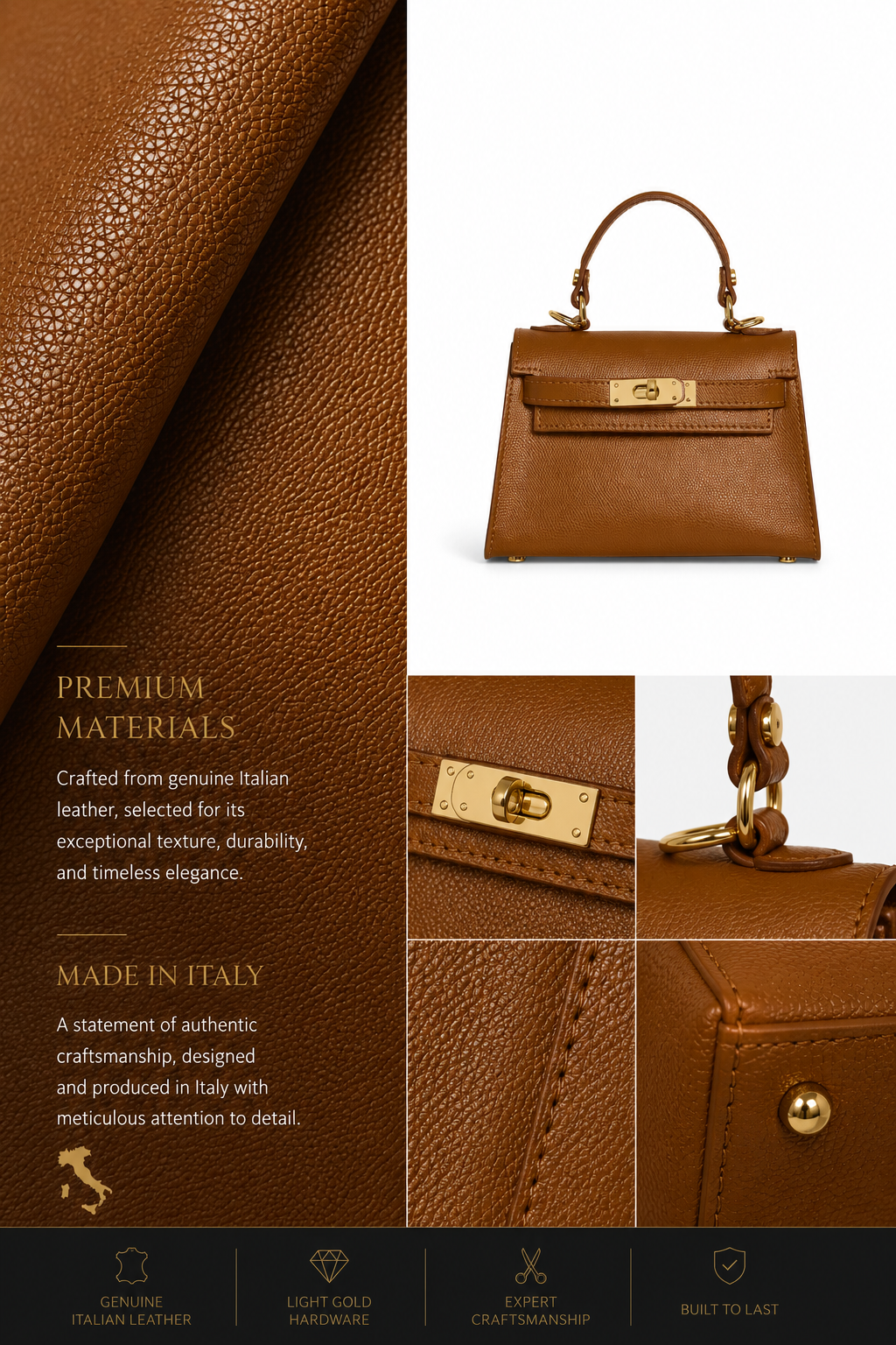 VELTRANO Bellagio | Mini Bag Donna in Pelle Epsom