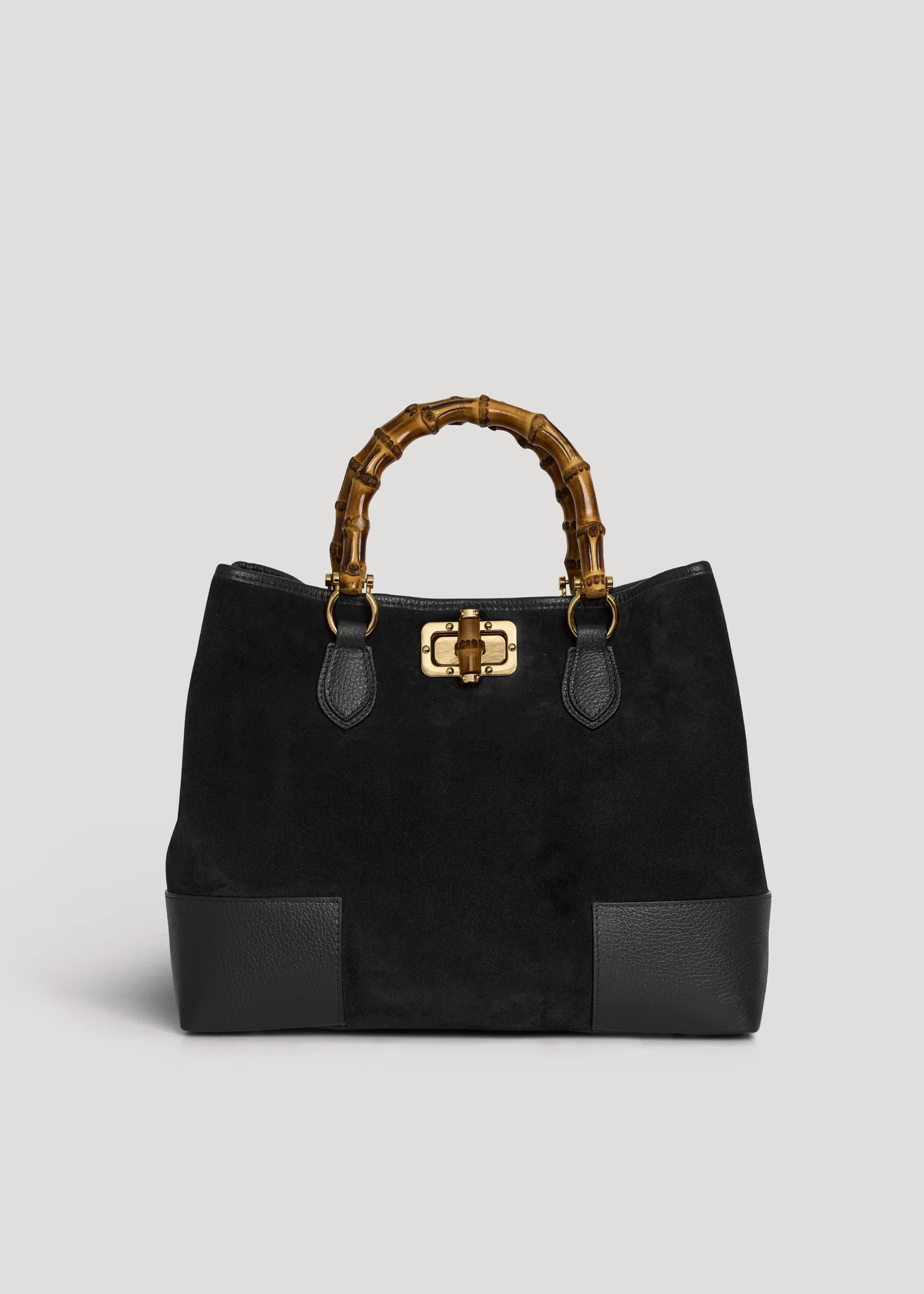 Black Suede Bamboo Bag