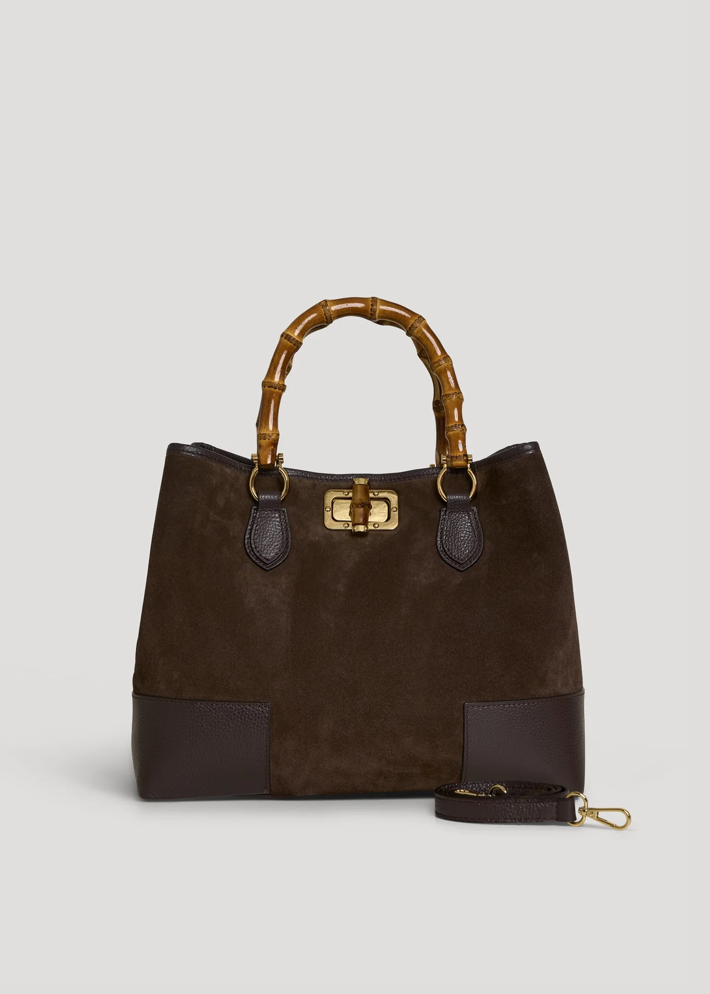 Bamboo Bag in Brown Suede Leather