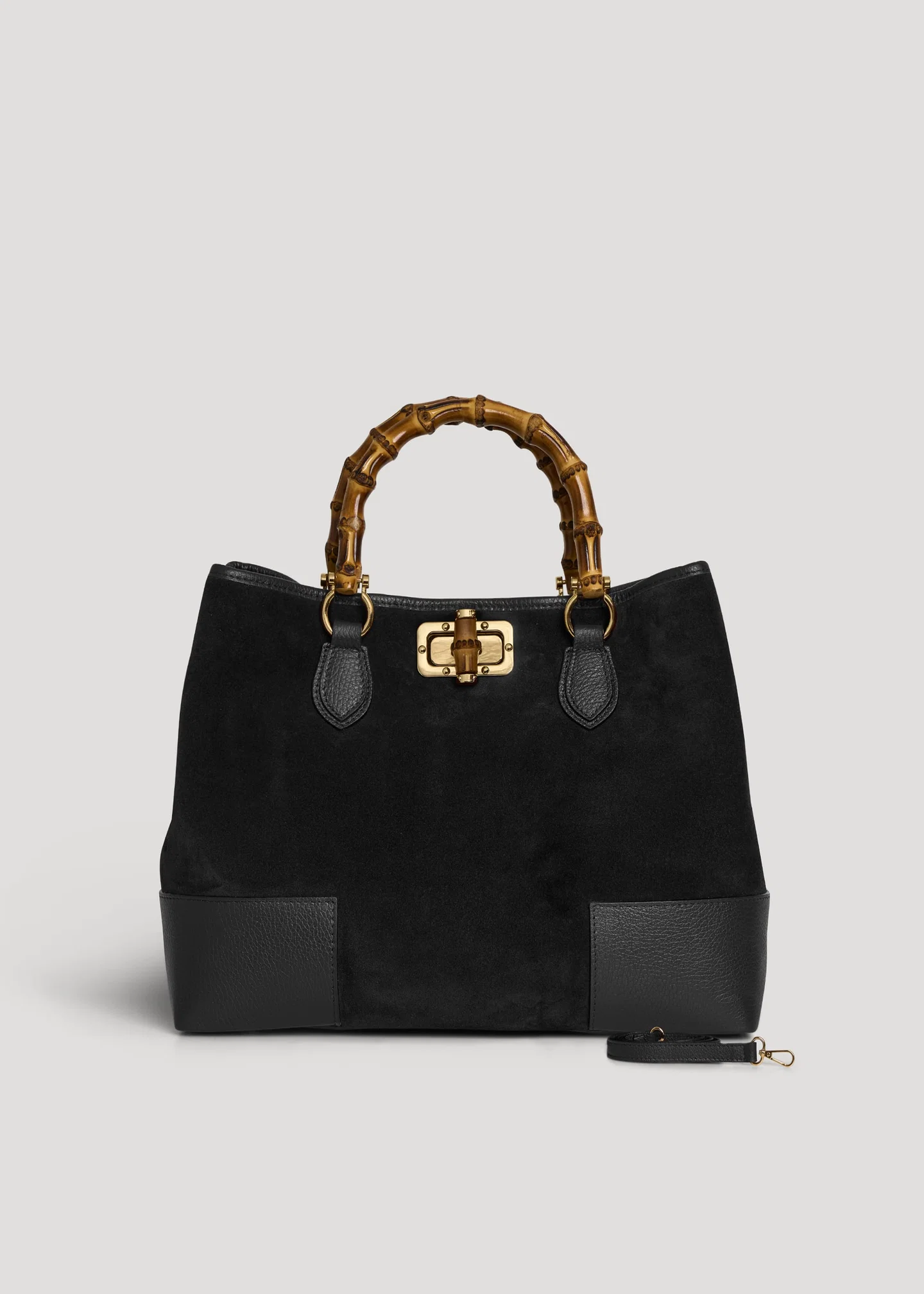 Black Suede Bamboo Bag