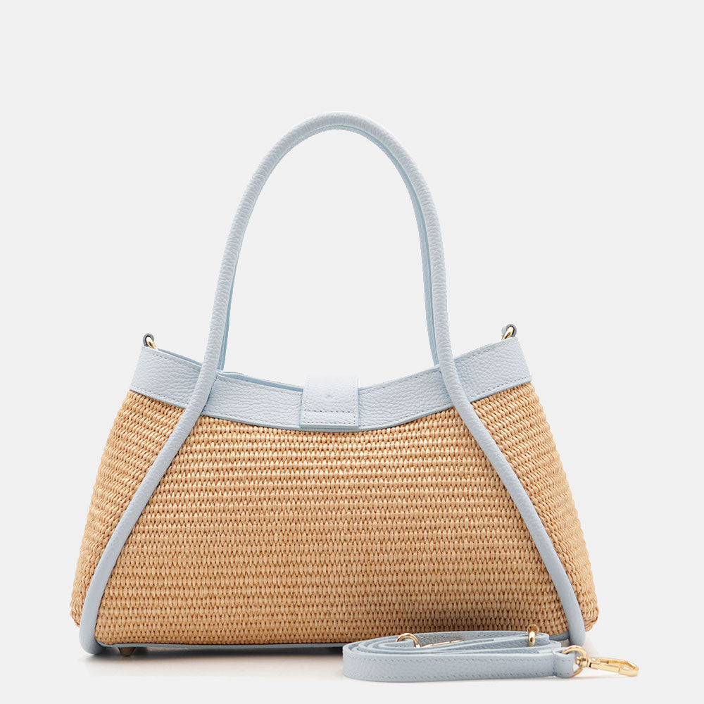 VELTRANO Lucca Raffia | Borsa a Mano in Rafia e Pelle Made in Italy
