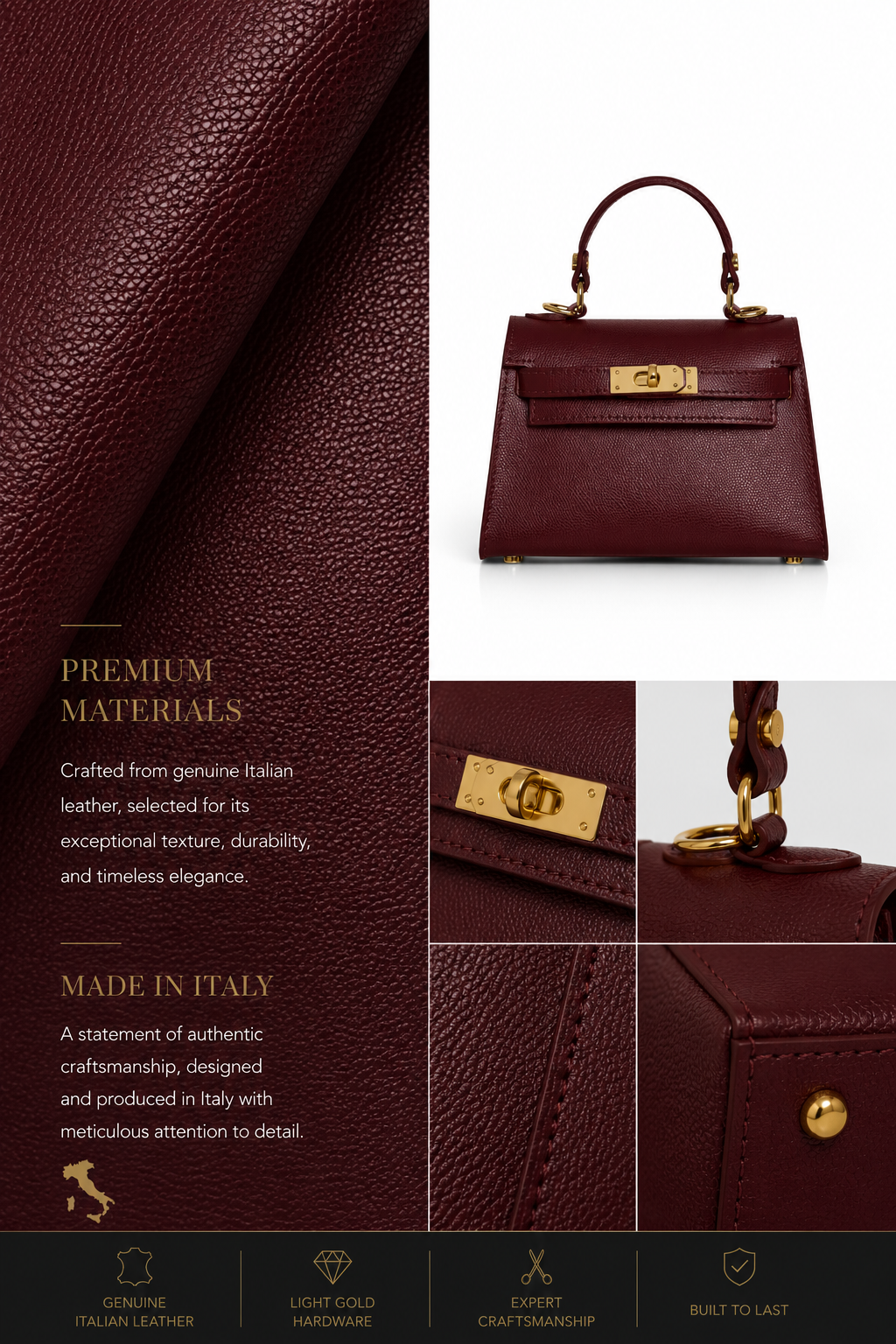 VELTRANO Bellagio | Mini Bag Donna in Pelle Epsom