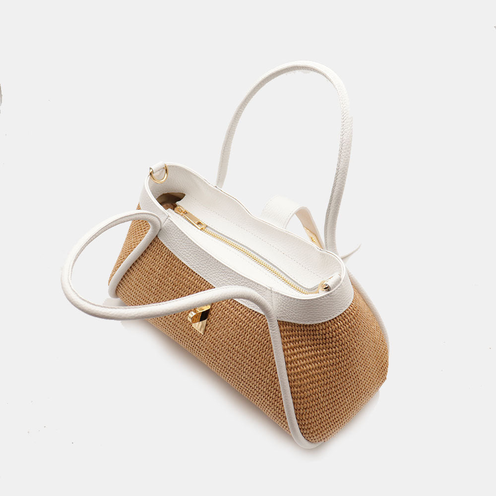 Siena Bag in Raffia e Dollaro Bianco