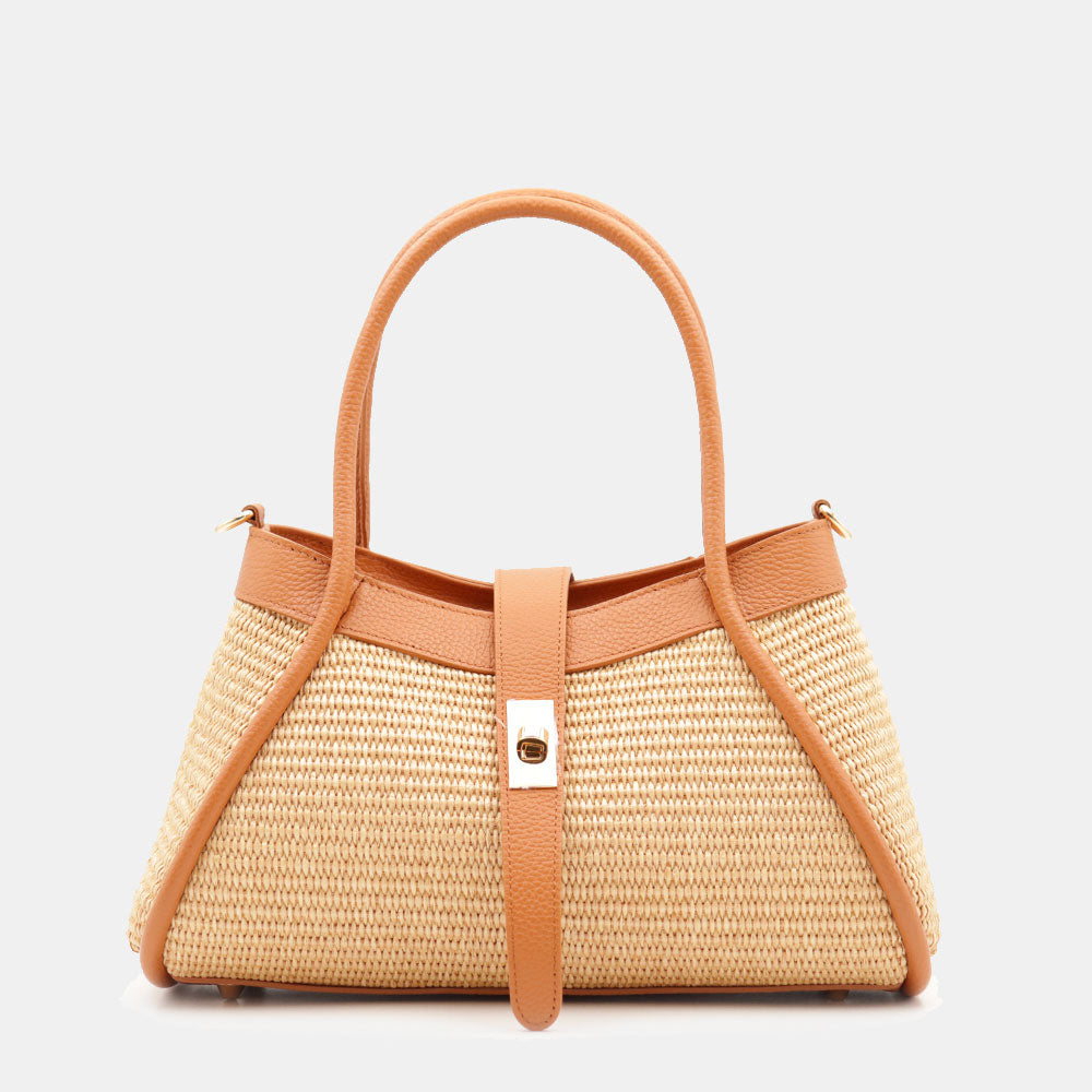 VELTRANO Lucca Raffia | Borsa a Mano in Rafia e Pelle Made in Italy