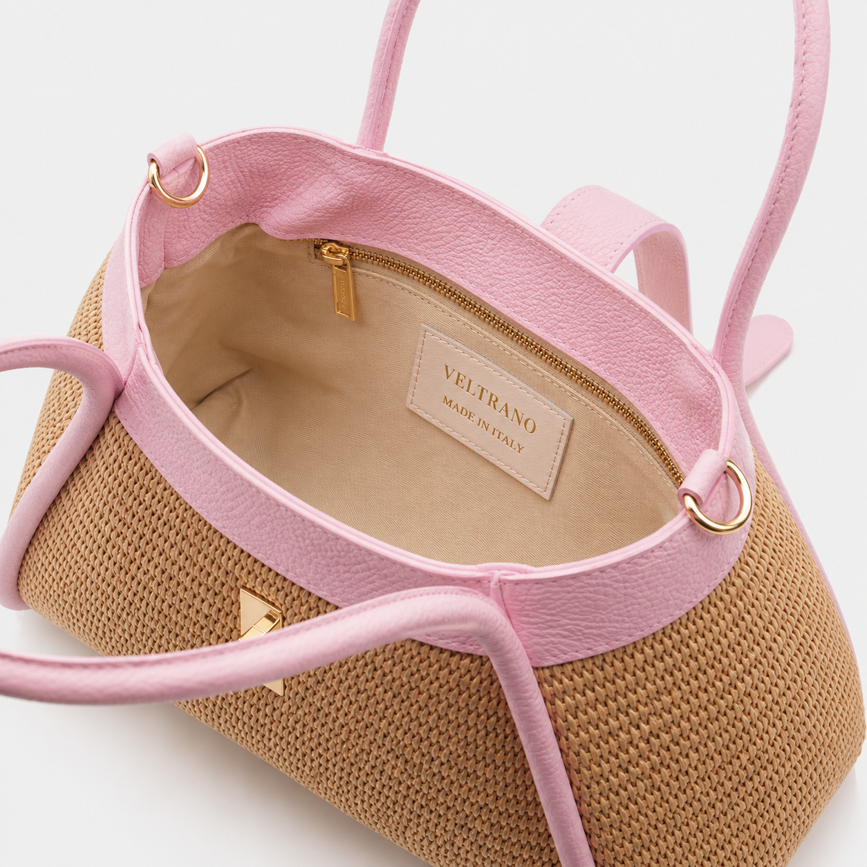 VELTRANO Lucca Raffia | Borsa a Mano in Rafia e Pelle Made in Italy