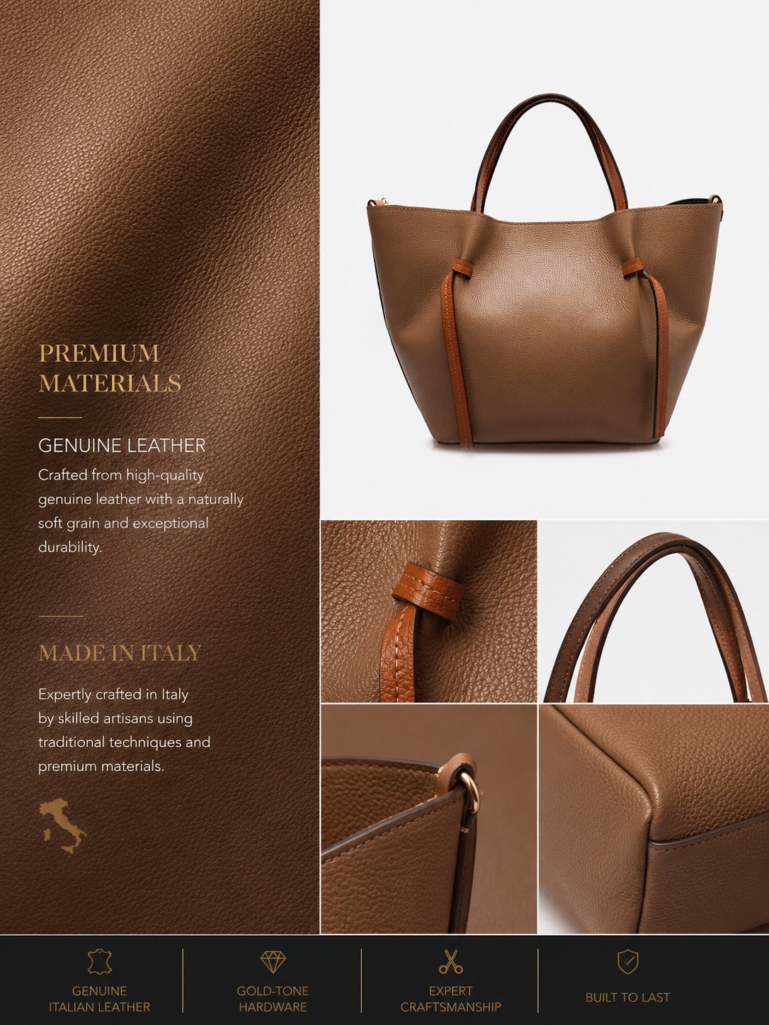 VELTRANO Matera Tote | Borsa Donna in Vera Pelle Made in Italy