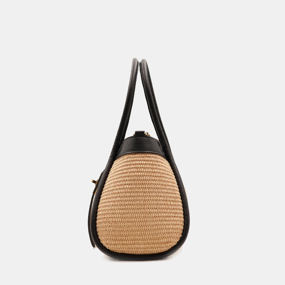 VELTRANO Lucca Raffia | Borsa a Mano in Rafia e Pelle Made in Italy