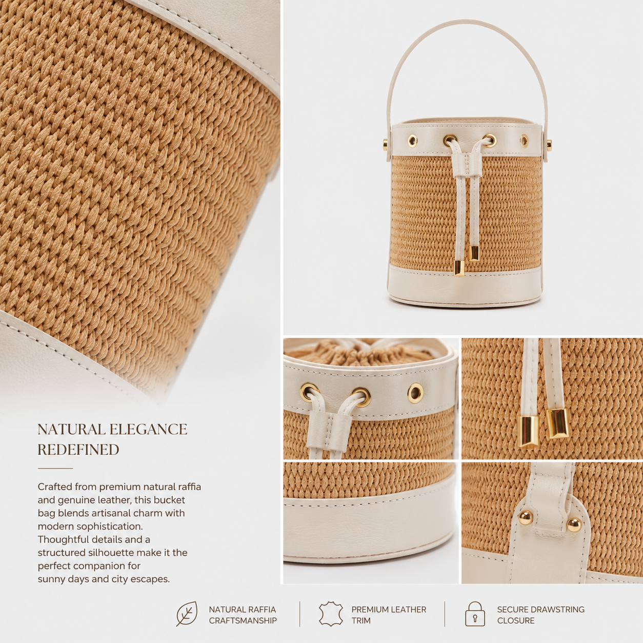VELTRANO Pisa Raffia | Borsa Secchiello Made in Italy